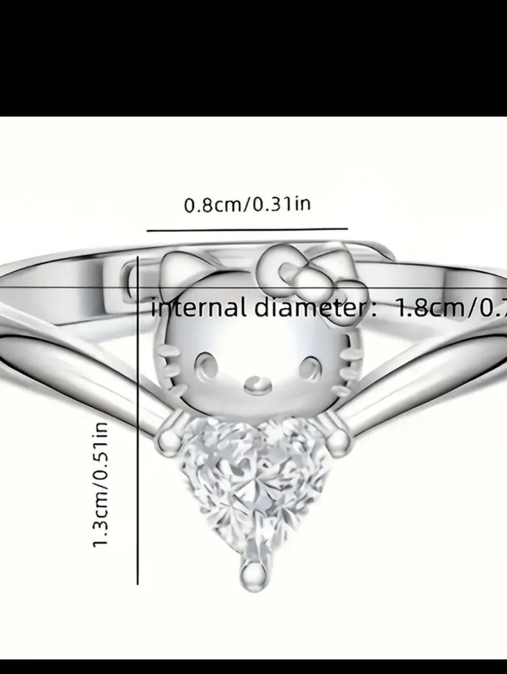 Silver Hello Kitty Ring - Picture 3 of 6